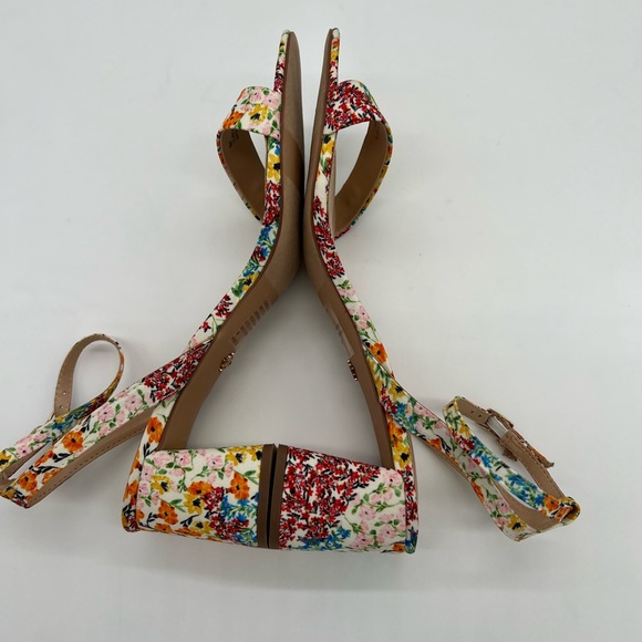 Nanette Lepore Clarissa Orange/Blue Floral Block Heels Sandals Size 9 - Picture 14 of 16